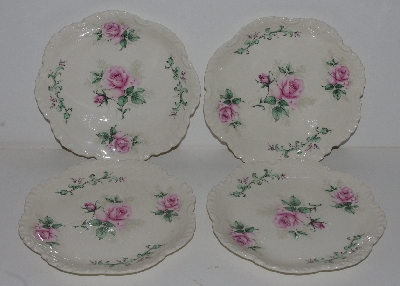 +MBA #2323-0083  "Set Of 4 Pink Rose Bavarian Style Toast Plates"