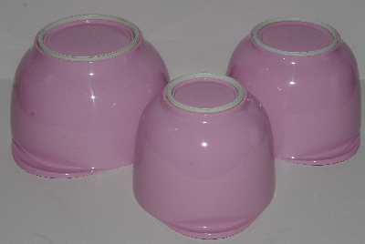 +MBA #2424-0064  "Set Of 3 Pink & White Plastic Nesting Mixing Bowls"