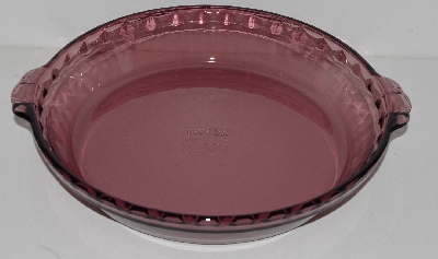 +MBA #2424-0030  "1987 Set of 3 Pyrex Cranberry Glass Pie Plates"