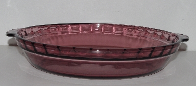 +MBA #2424-0030  "1987 Set of 3 Pyrex Cranberry Glass Pie Plates"