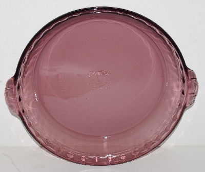 +MBA #2424-0030  "1987 Set of 3 Pyrex Cranberry Glass Pie Plates"