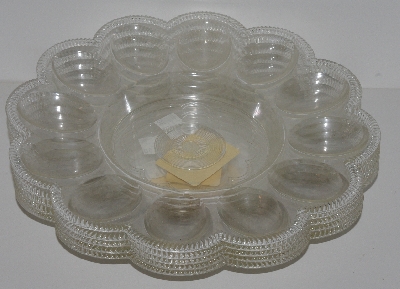+MBA #2525-0082  " 1990's Set Of 5 Clear Plastic Deviled Egg Dishes"
