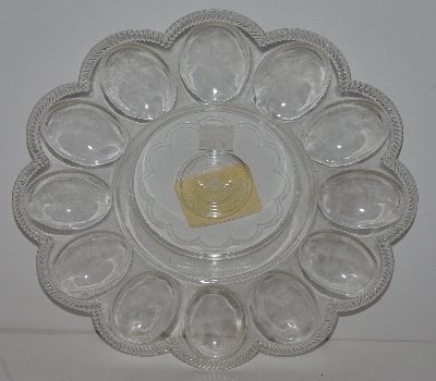 +MBA #2525-0082  " 1990's Set Of 5 Clear Plastic Deviled Egg Dishes"