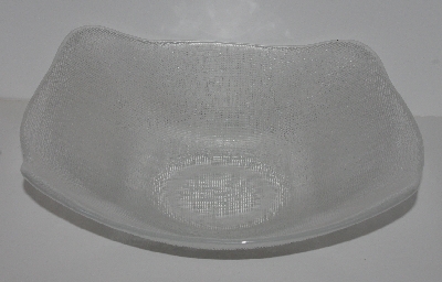 +MBA #2525-0287  "IVV Fancy Clear Ice Glass Crosshatch Large Bowl"
