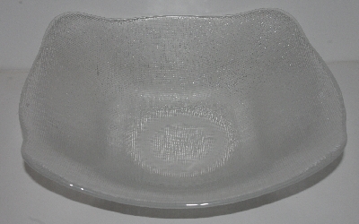+MBA #2525-0287  "IVV Fancy Clear Ice Glass Crosshatch Large Bowl"