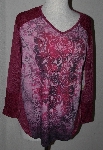 +MBA #2525-0016  "Set Of 2 One World Knit Lace Mixed Media Long Sleve Hi-Lo Print Top"