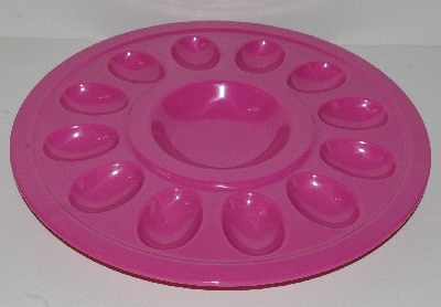 +MBA #2626-0011  " Set Of (2) Hot Pink Melamine Deviled Egg Serving Dish"
