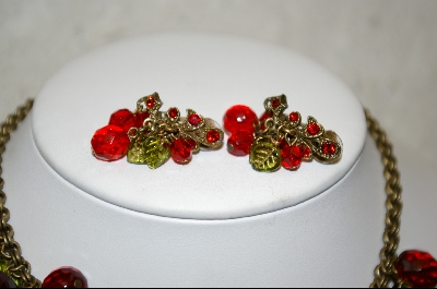 +Sweet Romance "Cherries Jubilee" Necklace W/ Matching Clip On Earrings
