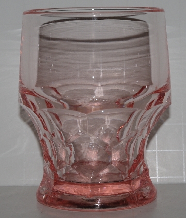 +MBA #2727-756   "Set Of 5 Fancy Cut Pink Glass Tumblers"