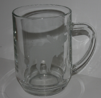 +MBA #2727-529    "Set Of 2 1990's Luminarc Large Etched Clear Glass Mugs"