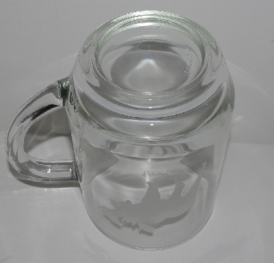 +MBA #2727-529    "Set Of 2 1990's Luminarc Large Etched Clear Glass Mugs"