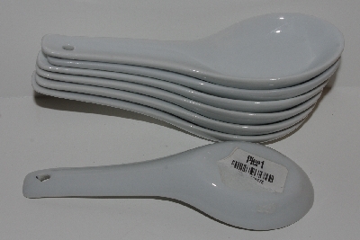 +MBA #2727-659    "1990's Set Of 8  Asian Style Porcelain Soup Spoons"