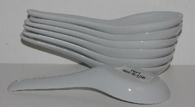 +MBA #2727-659    "1990's Set Of 8  Asian Style Porcelain Soup Spoons"