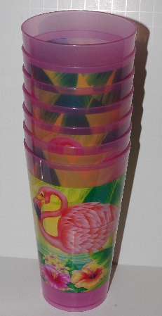 +MBA #2727-0394   "Set Of 21 Pink Flamingo Plastic Tall Drinking Cups"