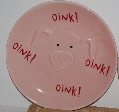 +MBA #2727-0442  "2004 Tender Heart Set Of 2 Pink Pig Ceramic Desert Plates"