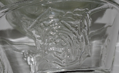 +MBA #2727-460  "1990's Set Of 5 American Bouquet  Clear Crystal Rose Embossed Desert Bowls"