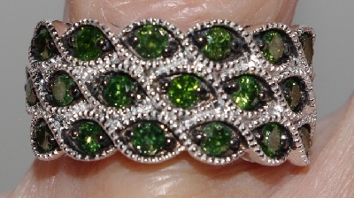 +MBA #2727-0171   "Diamond Treasures Fancy Green Diamond 3 Row Ring"