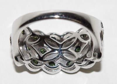 +MBA #2727-0171   "Diamond Treasures Fancy Green Diamond 3 Row Ring"
