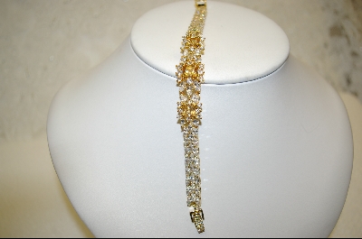 +18Kt Over Sterling Champagne & Clear Cz Bracelet