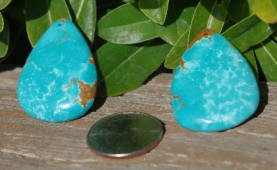 +MBA #5614-011   "Set Of 2 Teardrop Blue Turquoise Stones"