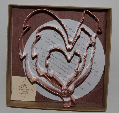 +MBA #2727-0016    "Set Of 3 Made In The Usa Solid Copper Chicken Cookie Cutters"