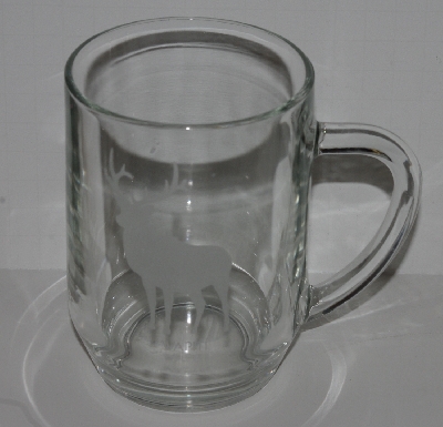 +MBA #2727-0260   "Set Of 2 1990's Luminarc Animal Etched Large Clear Glass Mugs"