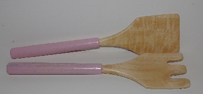 +MBA #2727-672   "Wooden Pink Handled Salad Tossers"