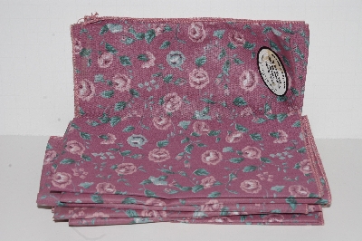 +MBA #2828-559  "1980's Set Of 8 Cameo Rose Cloth Table Napkins"