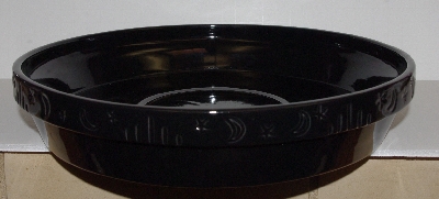 +MBA #2828-359  "2004 Tender Heart Black Ceramic Moon & Stars Pie Dish"