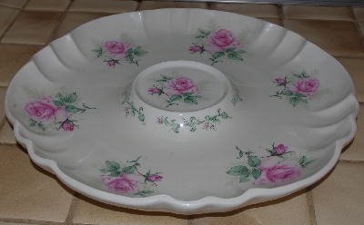 +MBA #2828-532   "Pink Clairemont Rose Ceramic Chip & Dip Dish"