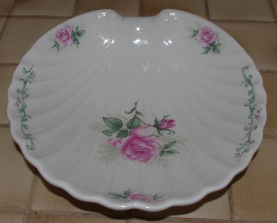 +MBA #2828-538   "Pink Clairemont Rose Shell Chip & Dip Ceramic Dish"