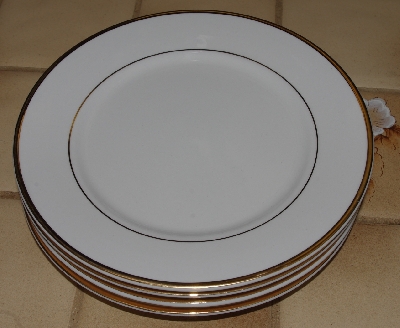 +MBA #2828-484   "Set Of 4 Wallace Gold Trimed White China Toast Plates"