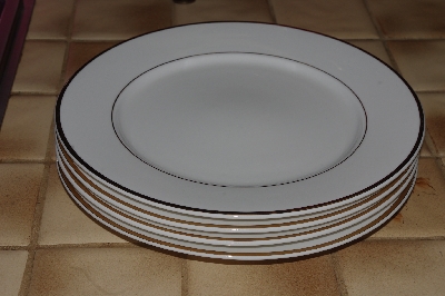 +MBA #2828-484   "Set Of 4 Wallace Gold Trimed White China Toast Plates"