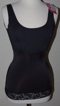 +MBA #2828-0066   "Spanx Black Hide & Sleek Body Smothing Camisole With Ruching & Lace Trim"