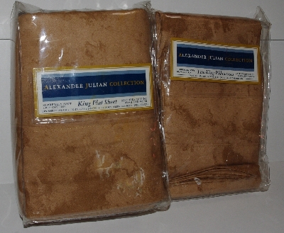 "SOLD" MBA #2828-0193    "Alexander Julian Gold Water Colors Collection King Size  Sheet & Pillow Case  Sheet Set"