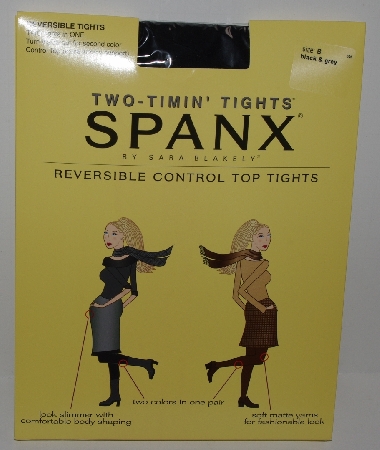 +MBA #2828-0103   "2003 Spanx Two-Timin Reversible Control Top Tights Black/Grey Size B"