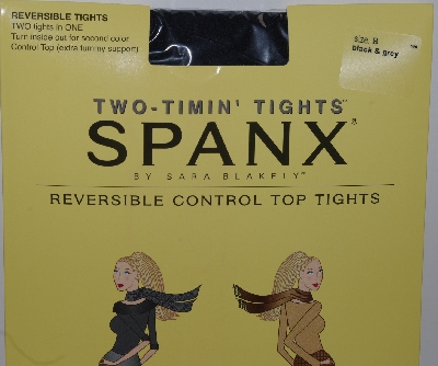 +MBA #2828-0103   "2003 Spanx Two-Timin Reversible Control Top Tights Black/Grey Size B"