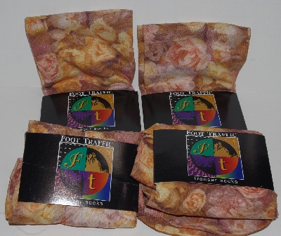 +MBA #2828-0050  "Set Of 4 Pairs Foot Traffic Yellow Rose Trouser Socks"