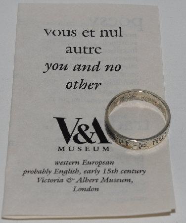 +MBA #2828-130   "V & A Museum Size 6 Sterling You And No Other Band Ring"