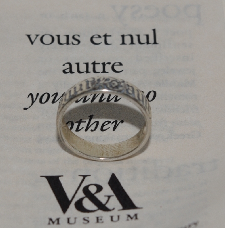 +MBA #2828-130   "V & A Museum Size 6 Sterling You And No Other Band Ring"