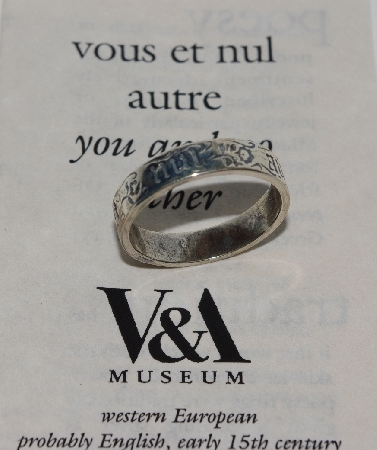 +MBA #2828-127  "V & A Museum Size 10 You And No Other Sterling Band Ring"
