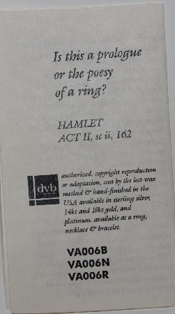 +MBA #2828-127  "V & A Museum Size 10 You And No Other Sterling Band Ring"