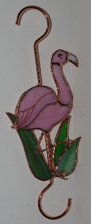+MBA #2828-0114   "Copper Satined Glass Pink Flamingo Hook"
