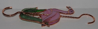 +MBA #2828-0114   "Copper Satined Glass Pink Flamingo Hook"