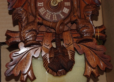 +MBA #2929-466    "2004 Hubert Herr Moving Squirrels Cuckoo Clock With Hand Carved Deer Head"