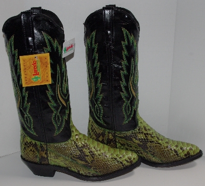 +MBA #2929-0067  " 2005 Laredo Womens Lime Green Python Snake Skin Cowboy Boots"