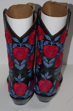 +MBA #2929-121  " The Manuel Collection Limited Edition Red Rose Embroidered Cowboy Boots"