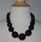 +MBA #2929-0009   "Large Faceted Black Onyx Bead Necklace"
