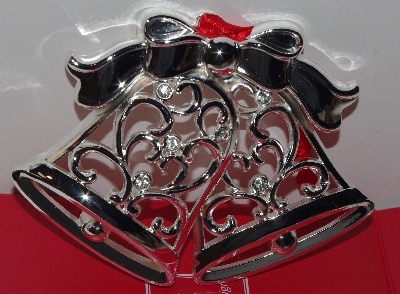 +MBA #3030-452   "Lenox Set Of 2 Crystal Accent Silver Plated Bells Ornaments"