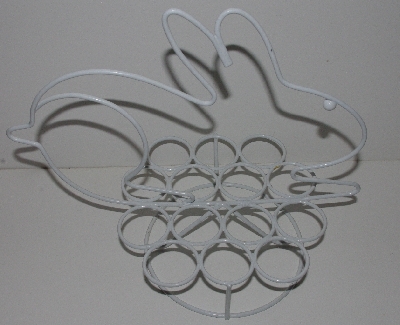 +MBA #3030-252  "Set Of 2 White Metal Bunny Egg Holders"